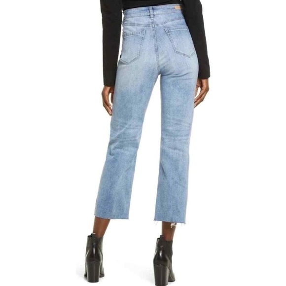 NWT BLANK NYC Baxter Super High Waist Ripped Raw Hem Straight Leg Jeans 25 - Picture 3 of 10